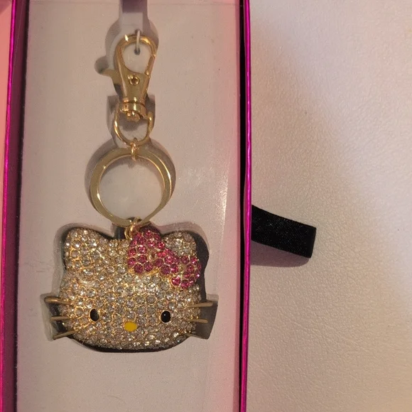 Hello Kitty Gold and Pink Glitter Keychain - Picture 3 of 3